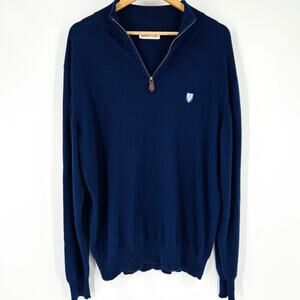 Vintage Scott & Charters Of Hawick Sweater 1/4 Zip 48 Large Cashmere Blend Blue